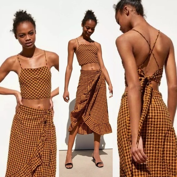 Zara Gingham Crop Top M - Picture 1 of 5